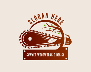 Tree Chainsaw Woodwork logo design