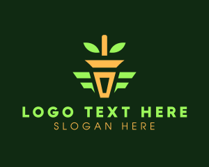 Potted Plant Carrot Logo