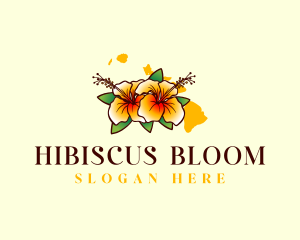 Hibiscus Flower Hawaii logo design