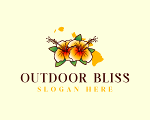 Hibiscus Flower Hawaii logo design