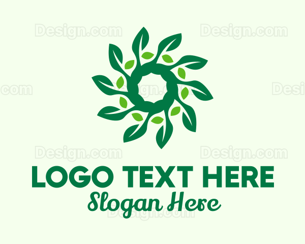 Green Plant Leaves Spiral Logo