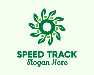 Green Plant Leaves Spiral  Logo