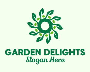 Green Plant Leaves Spiral  logo design