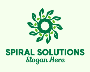 Green Plant Leaves Spiral  logo design