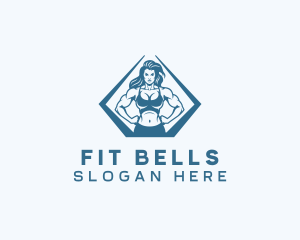 Muscular Fitness Woman  logo design