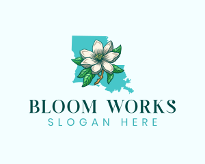 Louisiana Magnolia Flower logo design