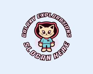 Cosmic Cat Astronaut logo design