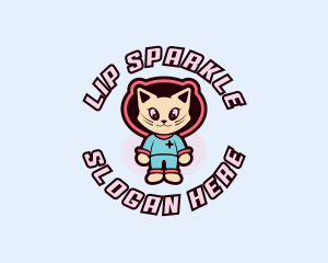 Cosmic Cat Astronaut logo design