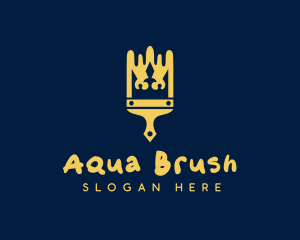 Yellow Crown Paint Brush logo design