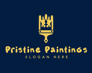 Yellow Crown Paint Brush logo design