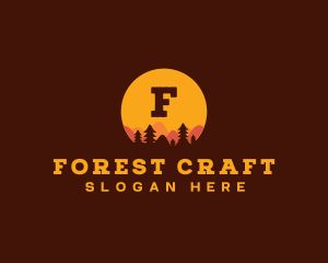 Sunset Forest Silhouette logo design