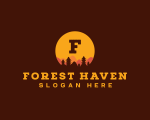 Sunset Forest Silhouette logo design