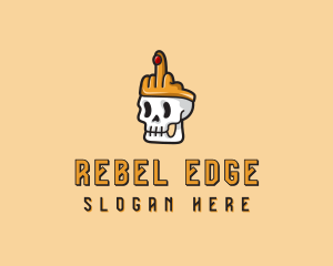 Skull Crown Middle Finger logo design