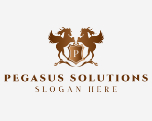 Horse Pegasus Shield logo design