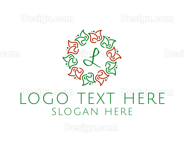 Christmas Flowers Garland Holiday Logo