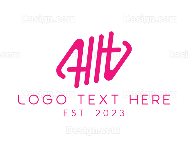 Pink Glamour Letter HH Monogram Logo