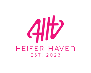 Pink Glamour Letter HH Monogram logo design