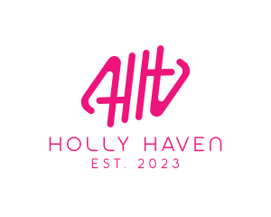 Pink Glamour Letter HH Monogram logo design