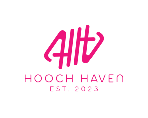 Pink Glamour Letter HH Monogram logo design