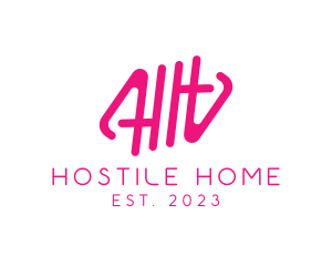 Pink Glamour Letter HH Monogram logo design