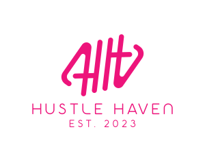 Pink Glamour Letter HH Monogram logo design