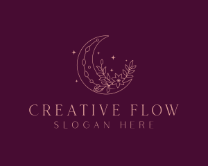 Floral Bohemian Moon Logo