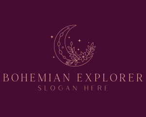 Floral Bohemian Moon logo design