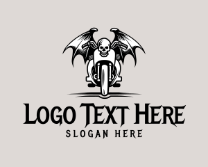 Motorbike Bat Wings Skull logo