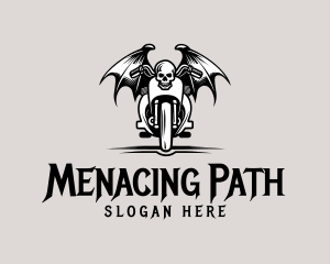 Motorbike Bat Wings Skull logo design