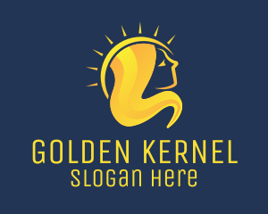 Golden Woman Sun logo design