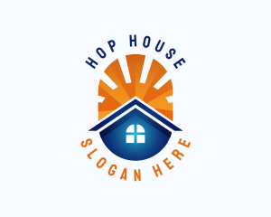 House Roofing Sun logo design