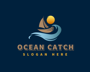 Ocean Wave Boat logo design