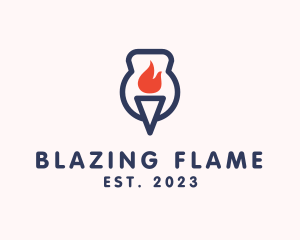 Fire Flame Torch  logo design