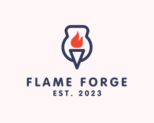 Fire Flame Torch  logo design