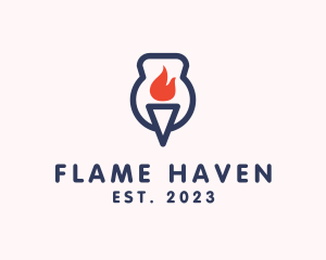 Fire Flame Torch  logo design