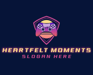 Neon Retro Game Controller Logo