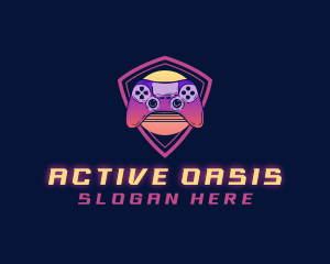 Neon Retro Game Controller logo design