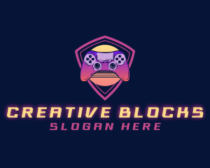 Neon Retro Game Controller logo design