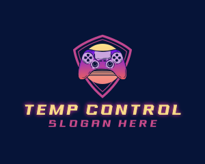 Neon Retro Game Controller logo design