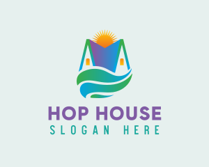 House Sunset Waves logo design