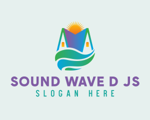 House Sunset Waves logo design