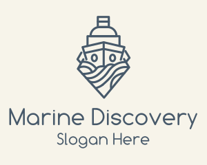 Blue Ship Monoline logo design