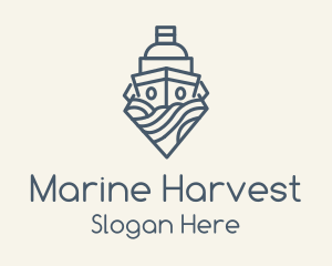 Blue Ship Monoline logo design