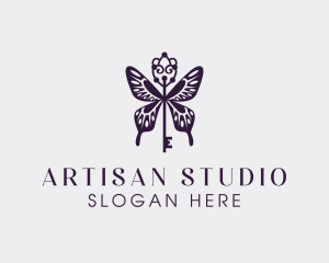 Elegant Butterfly Key Wing logo design