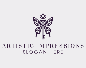 Elegant Butterfly Key Wing logo design