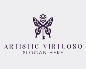 Elegant Butterfly Key Wing logo design