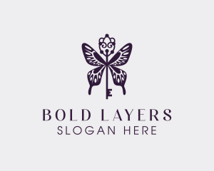 Elegant Butterfly Key Wing logo design