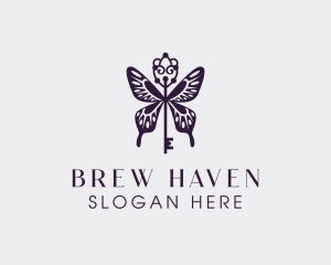 Elegant Butterfly Key Wing logo design