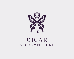 Elegant Butterfly Key Wing logo design