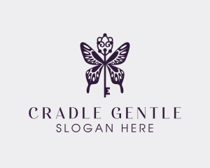 Elegant Butterfly Key Wing logo design